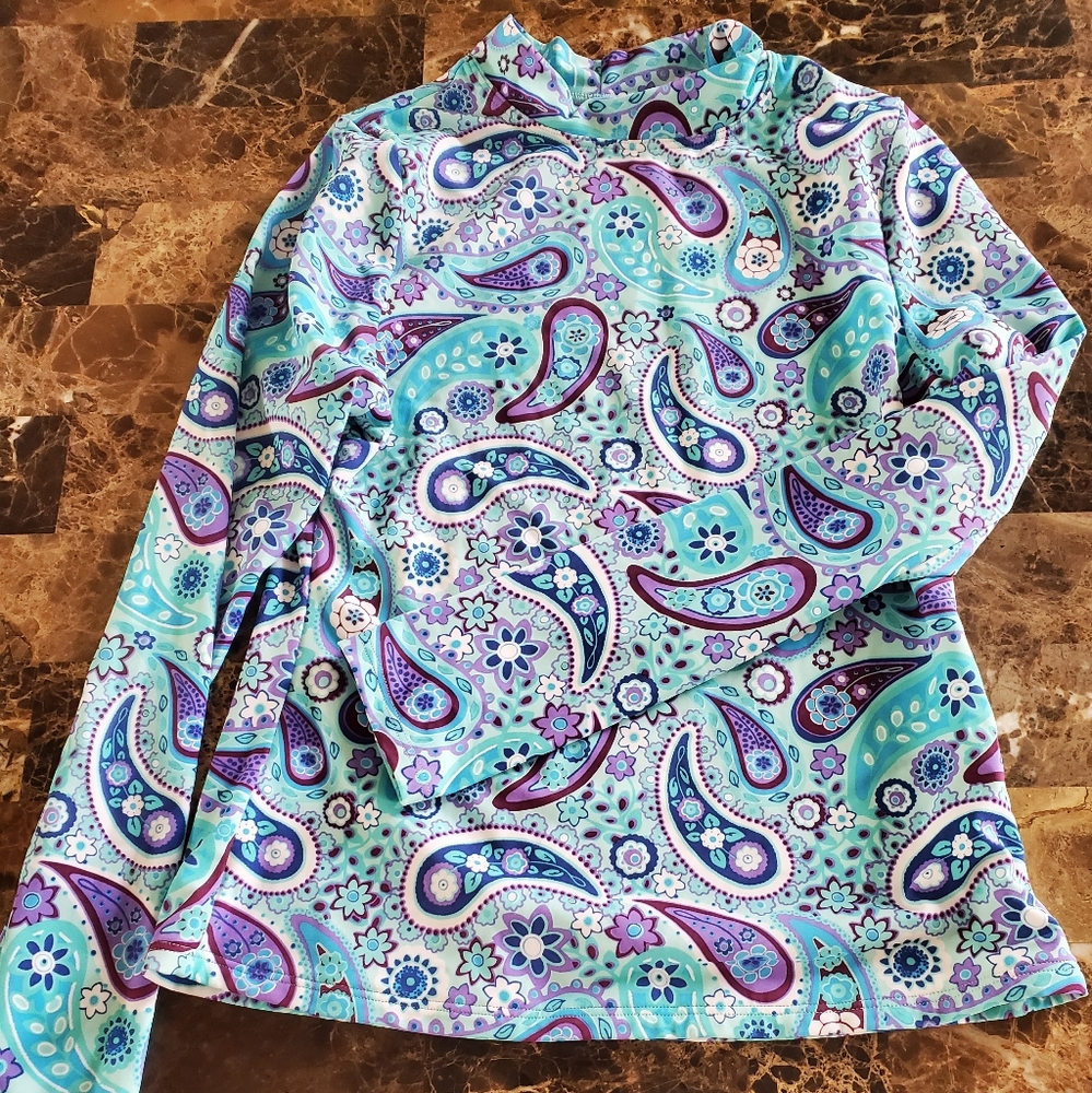 Lands' End Kids' Blue and Purple Paisley Shirt